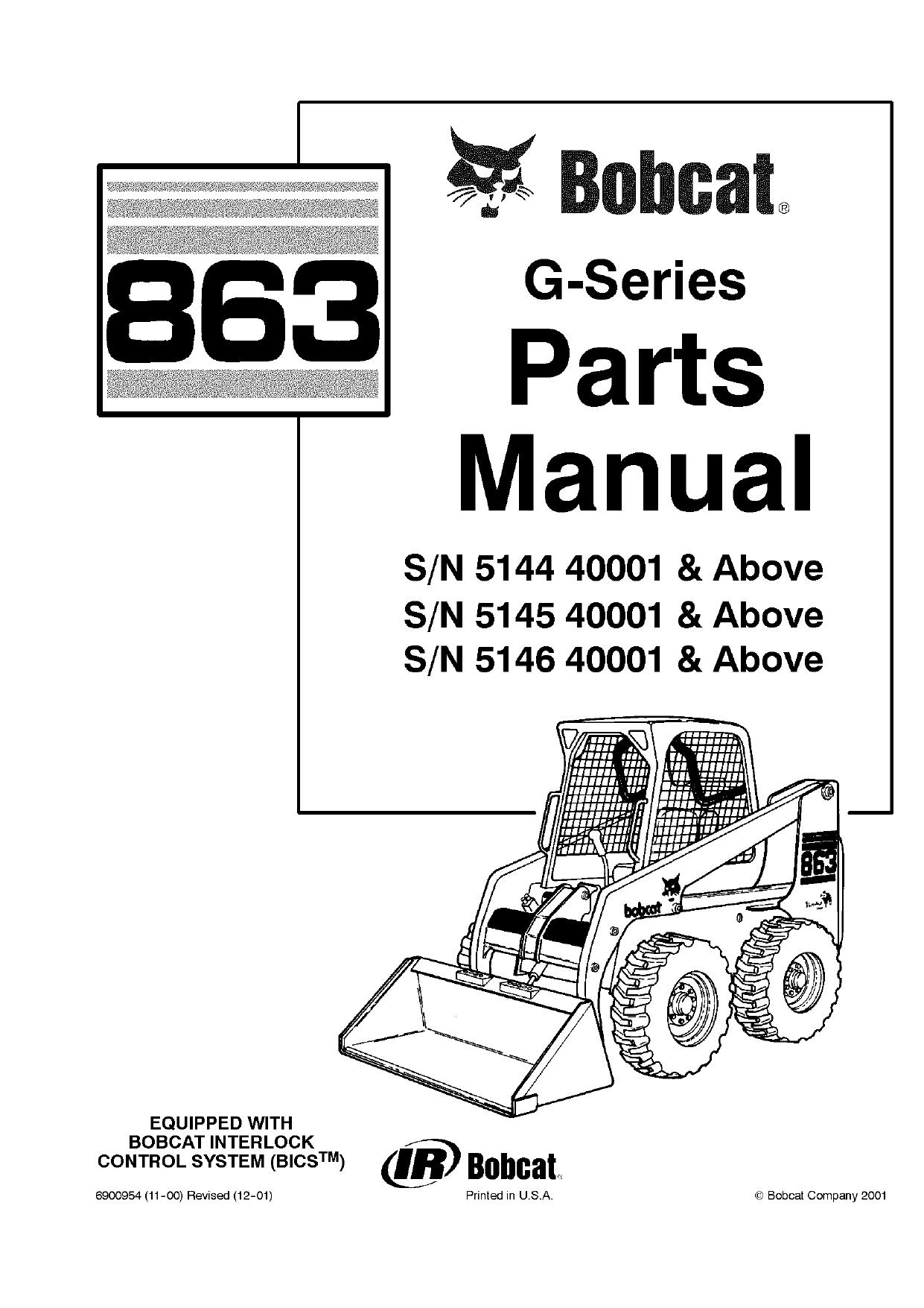863 G Skid Steer Loader parts manual Bobcat